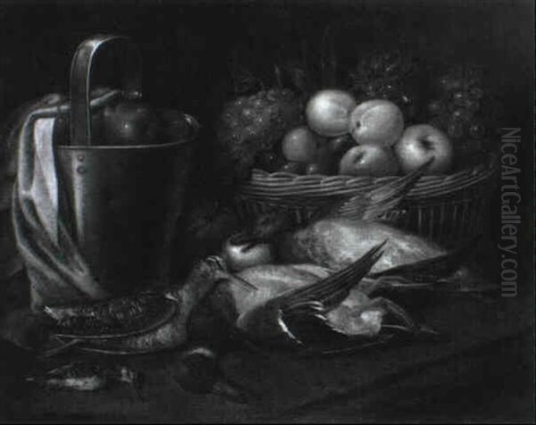 Nature Morte De Gibier Et Corbeille De Fruits Oil Painting by Peter van Boeckel