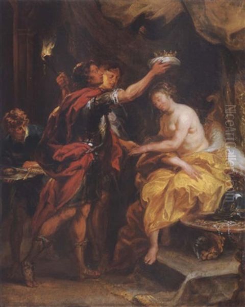 Alexander Crowning Roxana Oil Painting by Jan Boeckhorst