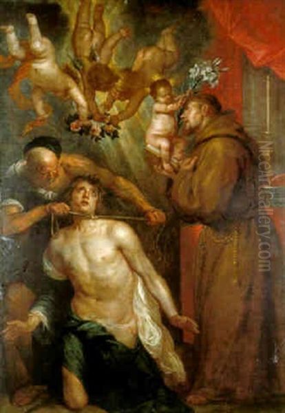 The Martyrdom Of Saint Mark (?) With Saint Francis Of Assisi Oil Painting by Jan Boeckhorst