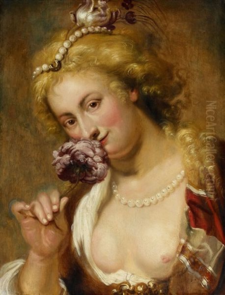 Lady With A Rose In Her Hair Oil Painting by Johannes De Boeckhorst