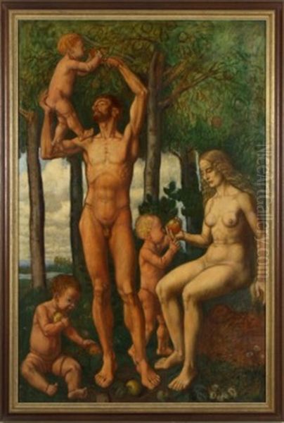 Familie Unterm Apfelbaum Oil Painting by Fritz Boehle