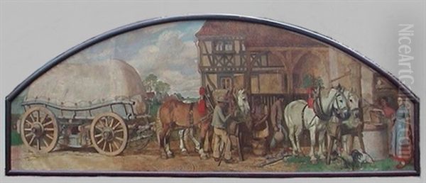 Mullerfuhrwerk Vor Der Schenke Oil Painting by Fritz Boehle