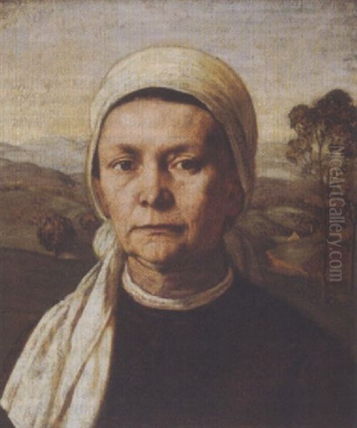 Bildnis Bertha Boehle (die Mutter Des Kunstlers) Vor Dem Sexauertal Bei Emmendingen Oil Painting by Fritz Boehle