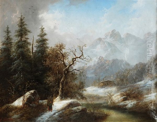 Winter Countryside In Styrsko Oil Painting by Eduard Boehm