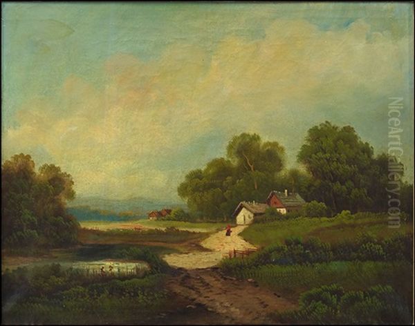 A Path To The Cottage Oil Painting by Eduard Boehm