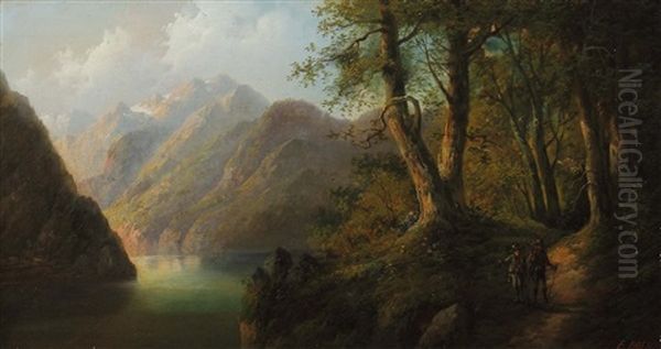 Gebirgslandschaft In Tyrol Oil Painting by Eduard Boehm