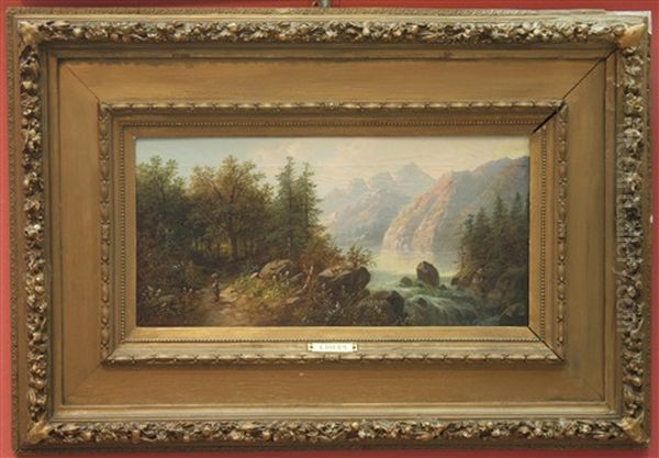 Partie Am Gebirgssee Oil Painting by Eduard Boehm