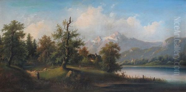 In The Austrian Tyrol Oil Painting by Eduard Boehm