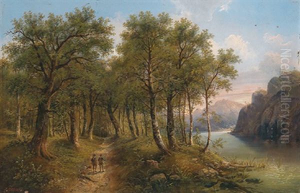 Waldlandschaft In Der Steiermark Rs. Betitelt Oil Painting by Eduard Boehm