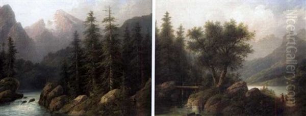 Partie Aus Bairen (+ Partie Aus Salzburg; Pair) Oil Painting by Eduard Boehm