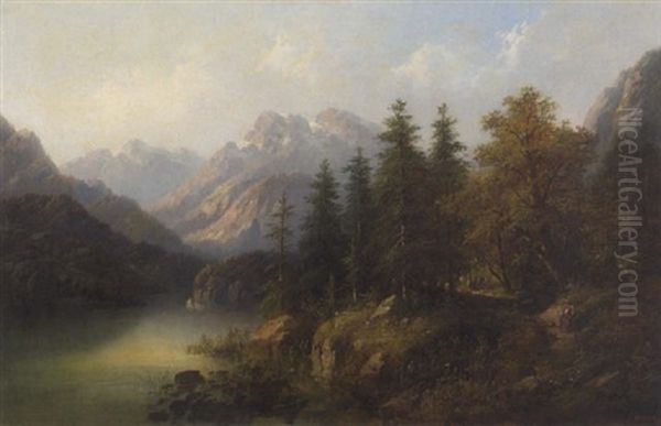 Gebirgssee Oil Painting by Eduard Boehm