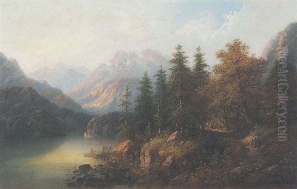 Gebirgssee Oil Painting by Eduard Boehm