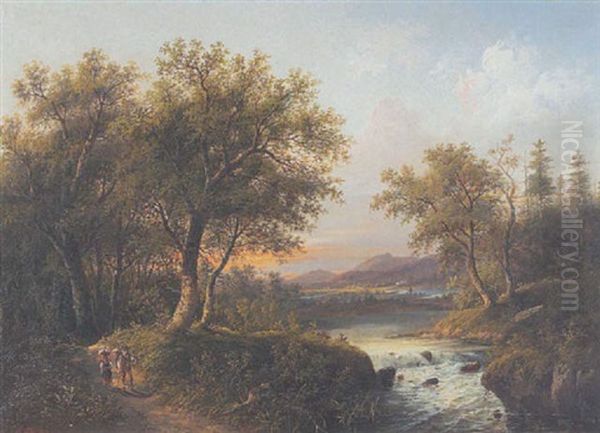 Partie Aus Der Steiermark Bei Sonnenuntergang Oil Painting by Eduard Boehm