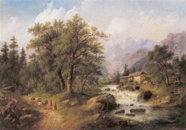 Muhle In Bayern Oil Painting by Eduard Boehm