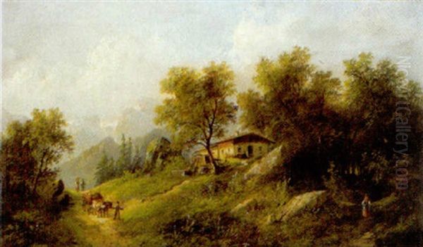 Parthie Bei Splugen Oil Painting by Eduard Boehm