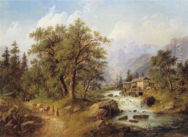 Muhle In Bayern Oil Painting by Eduard Boehm