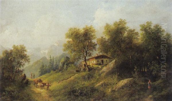 Parthie Bei Splugen Oil Painting by Eduard Boehm