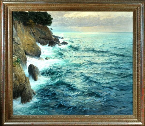 Felsenkuste Auf Portofino Oil Painting by Karl Theodor Boehme