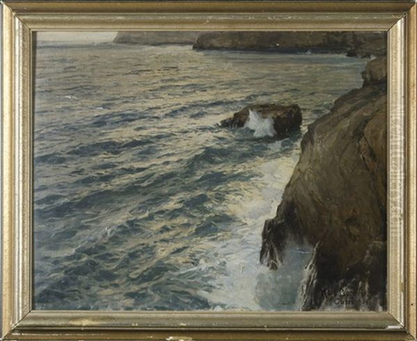 Brandung An Der Felsenkuste Von Capri Oil Painting by Karl Theodor Boehme