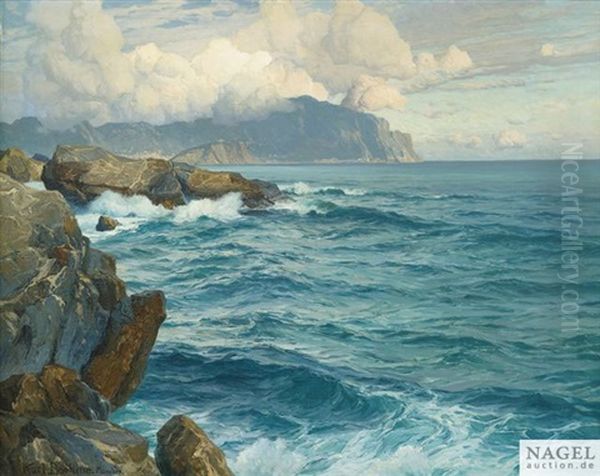 Abendwolken Am Montesino In Nervi Oil Painting by Karl Theodor Boehme