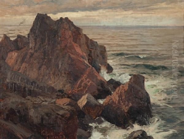 Die Kuste Von Capri; Die Kuste Des Oresunds (schweden) Mit Dem Kullen (pair) Oil Painting by Karl Theodor Boehme