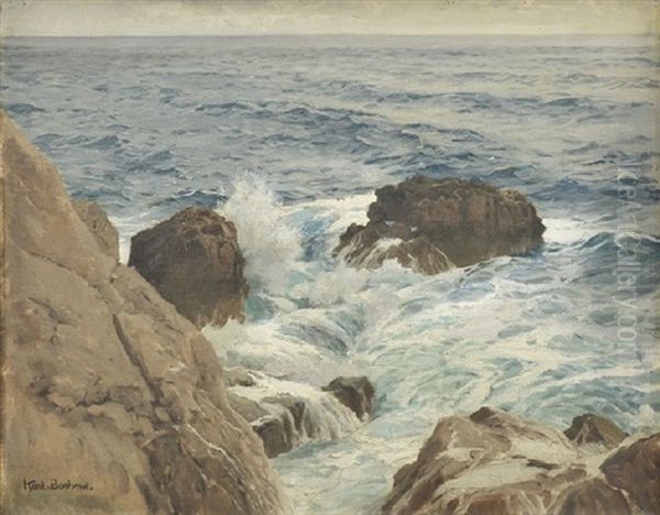 Rocky Seascape Oil Painting by Karl Theodor Boehme