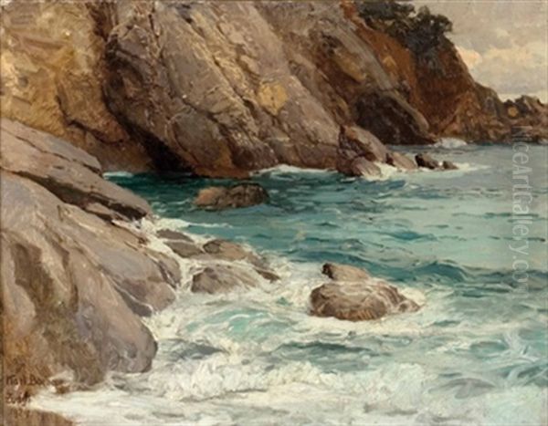 Felsenkuste Oil Painting by Karl Theodor Boehme