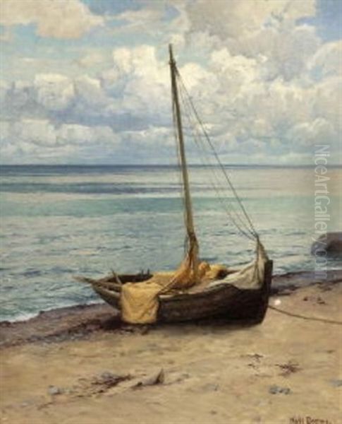 Fischerboot Am Strand Oil Painting by Karl Theodor Boehme