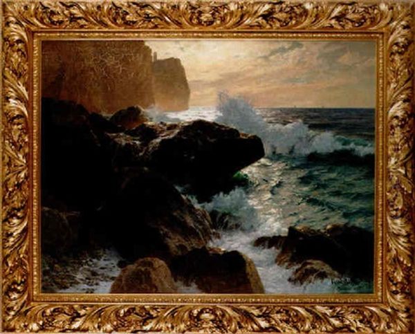 Vagor Mot Klippig Kust Oil Painting by Karl Theodor Boehme