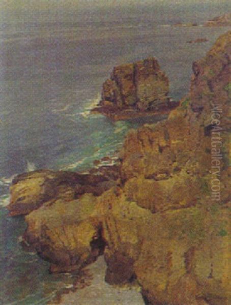 Felsenkuste Von Capri Oil Painting by Karl Theodor Boehme