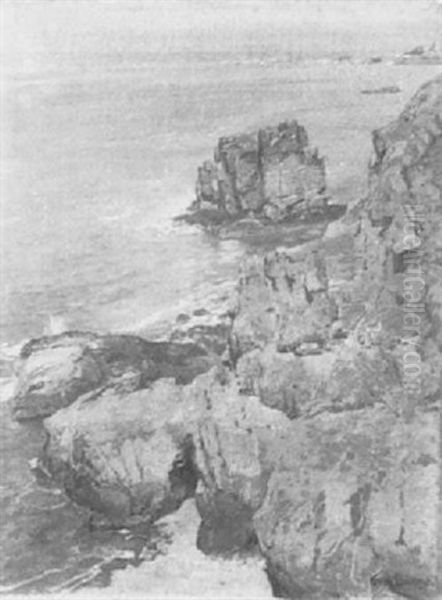 Felsenkuste Von Capri Oil Painting by Karl Theodor Boehme