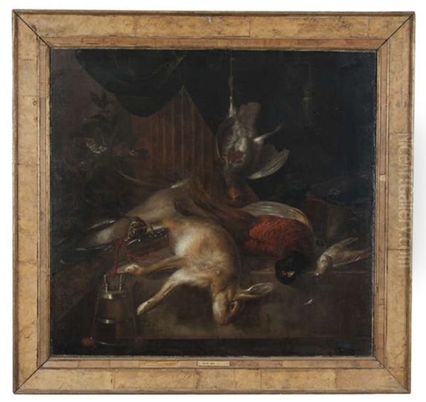 Still Life Of Dead Game On A Ledge, With A Gun And Powder Keg Oil Painting by Pieter Boel