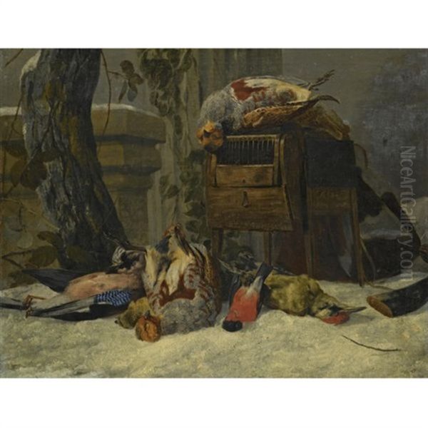 Still Life With Dead Game And Songbirds In The Snow Oil Painting by Pieter Boel