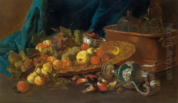 Stillleben Mit Fruchten, Einem Goldenen Teller, Einer Prunkkanne Und Einer Schale Aus Ming-porzellan Oil Painting by Pieter Boel