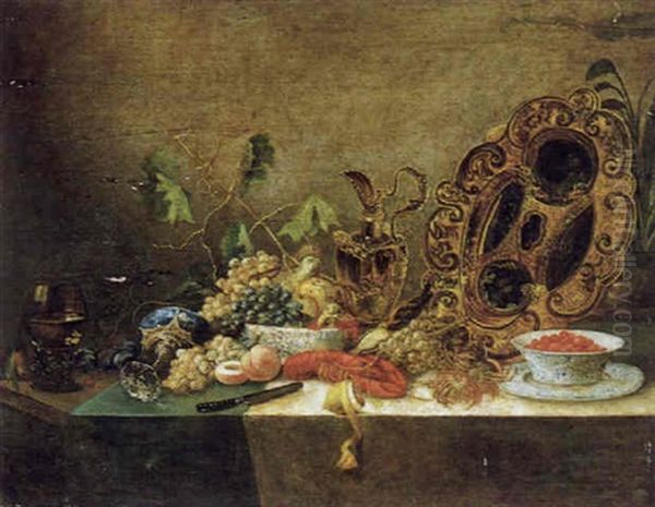 Stilleben Mit Fruchten Und Vergoldetem Prunkgeschirr Oil Painting by Pieter Boel