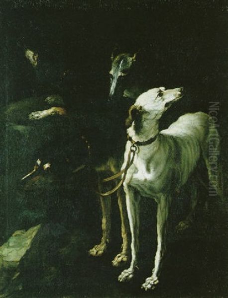 Vier Jagdhunde Oil Painting by Pieter Boel