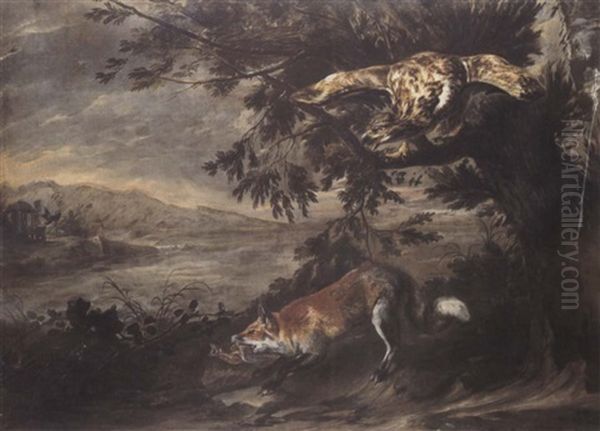 A Fox Carrying Off An Eaglet Oil Painting by Pieter Boel