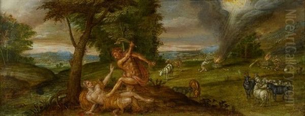 Cain Et Abel Et Allegorie De L'hiver (pair) Oil Painting by Frans Boels