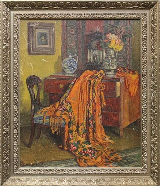 Interior Scene With Scarf Oil Painting by Ritta Boemm