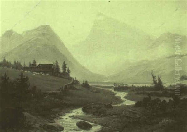 Voralpenlandschaft by Gustav Adolf Boenisch