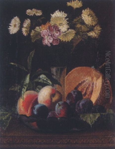 Untitled - Floral Still Life Oil Painting by Sebastiaan Theodorus Voorn Boers