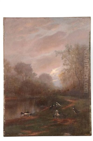 The Duck Pond Oil Painting by Henry Boese