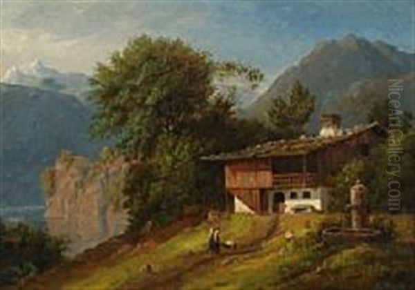 Scenery From Innsbruck Oil Painting by August Wilhelm Boesen