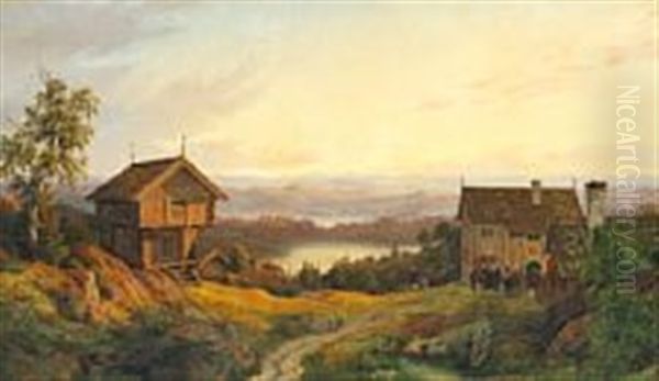 Norwegian Landscape Oil Painting by August Wilhelm Boesen