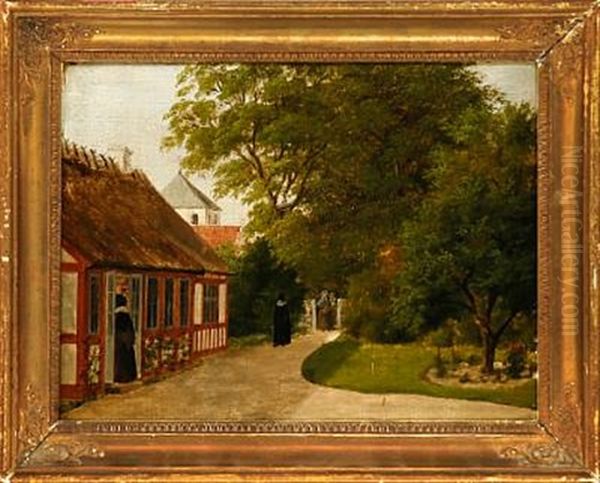 Garden Prospect From Vigerslev Vicarage (+ 5 Others; 6 Works) Oil Painting by August Wilhelm Boesen