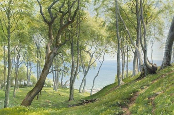 A Spring Day On The Forest Oil Painting by Johannes Boesen