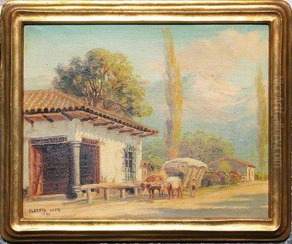 Chilean Town
Scene Oil Painting by Alberto Lobos