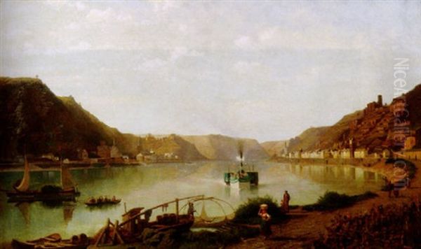 Grose Rheinansicht Oil Painting by Christian Eduard Boettcher