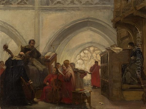 Church Musicians Oil Painting by Jan Frans De Boever