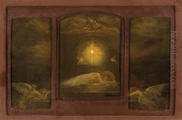 Les Anges Le Pleurent (triptych) Oil Painting by Jan Frans De Boever